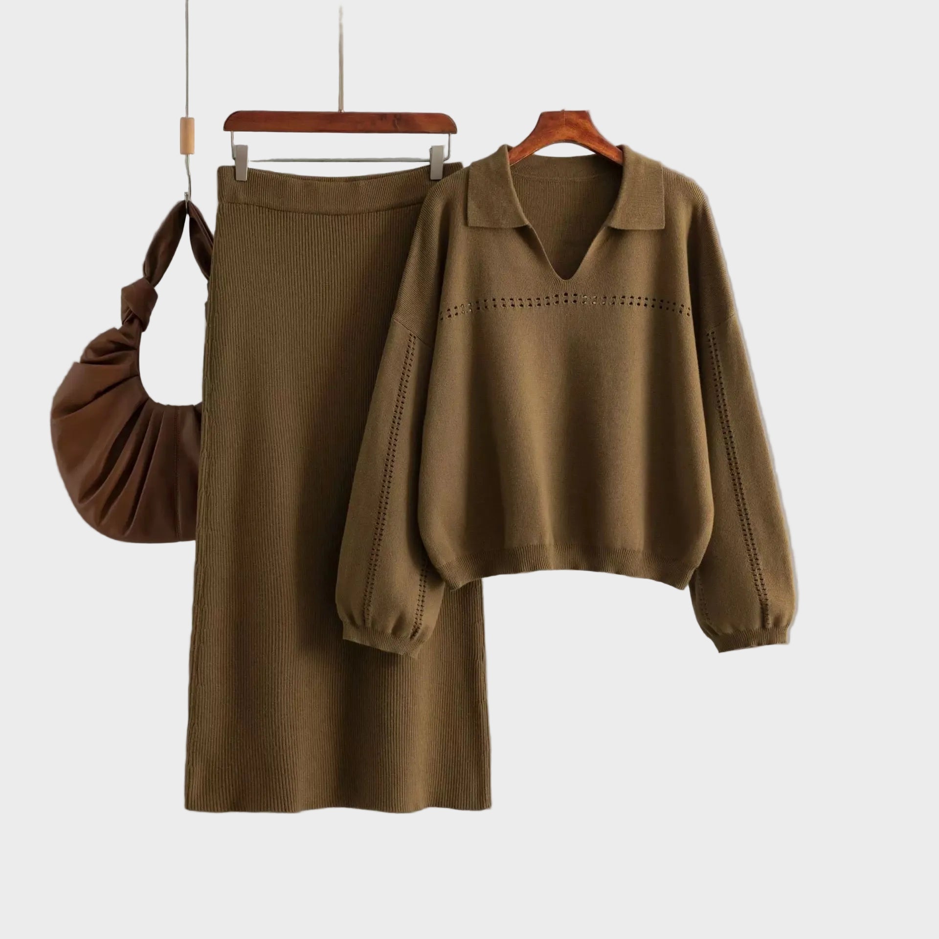 Aster -Σετ Coord από μαλλί Premium - Πουλόβερ με φούστα (Premium Woolen Coord Set - Sweater with Skirt)