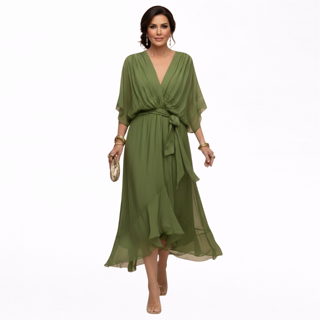 Monica | Vestito in chiffon con scollo a V
