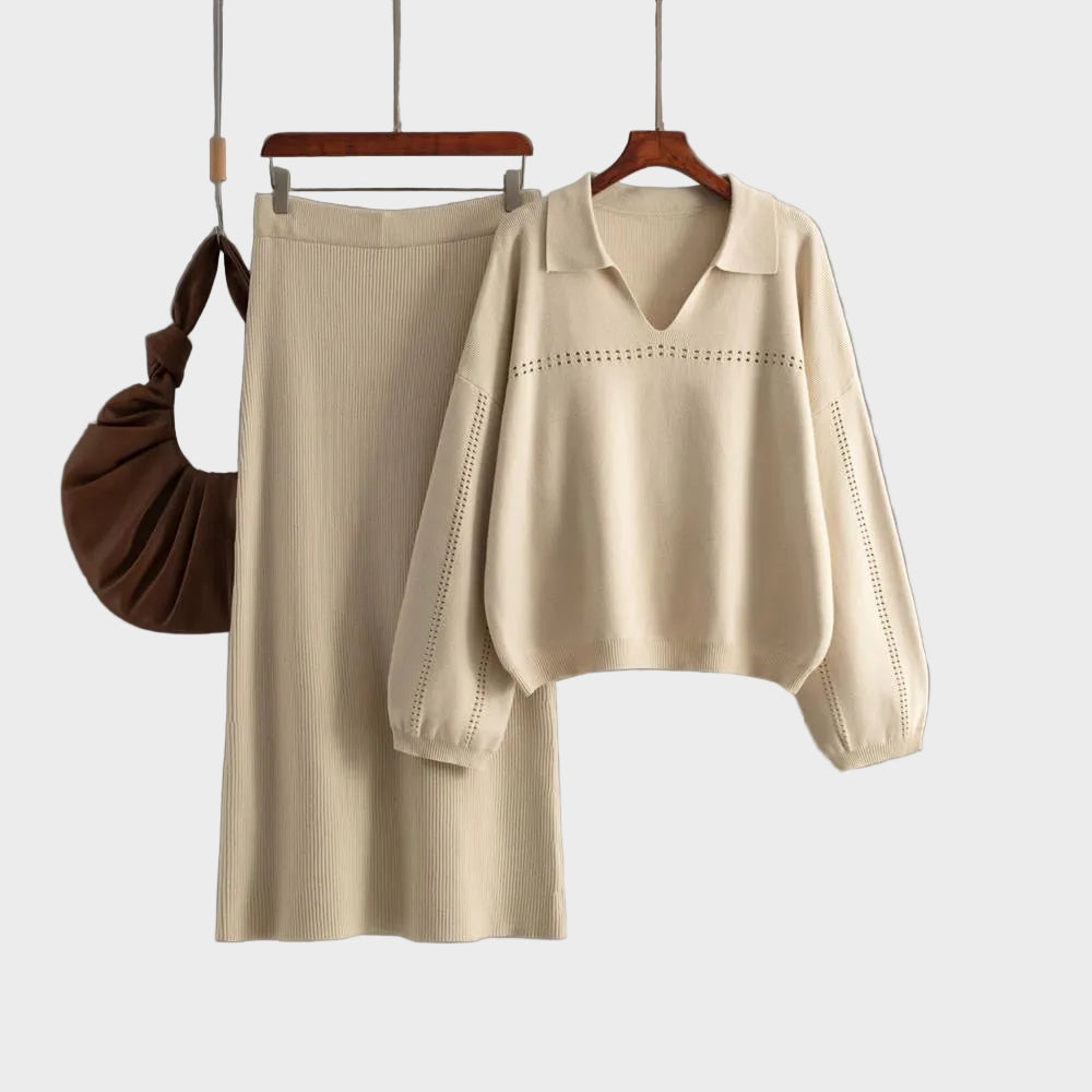 Aster -Σετ Coord από μαλλί Premium - Πουλόβερ με φούστα (Premium Woolen Coord Set - Sweater with Skirt)